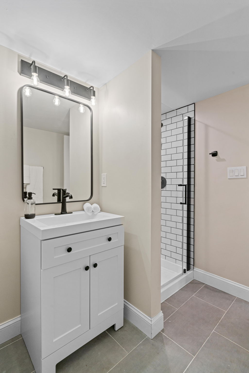 Basement Bathroom — Vanity and Walk-In Shower — JB Design and Renovations Dumfries VA