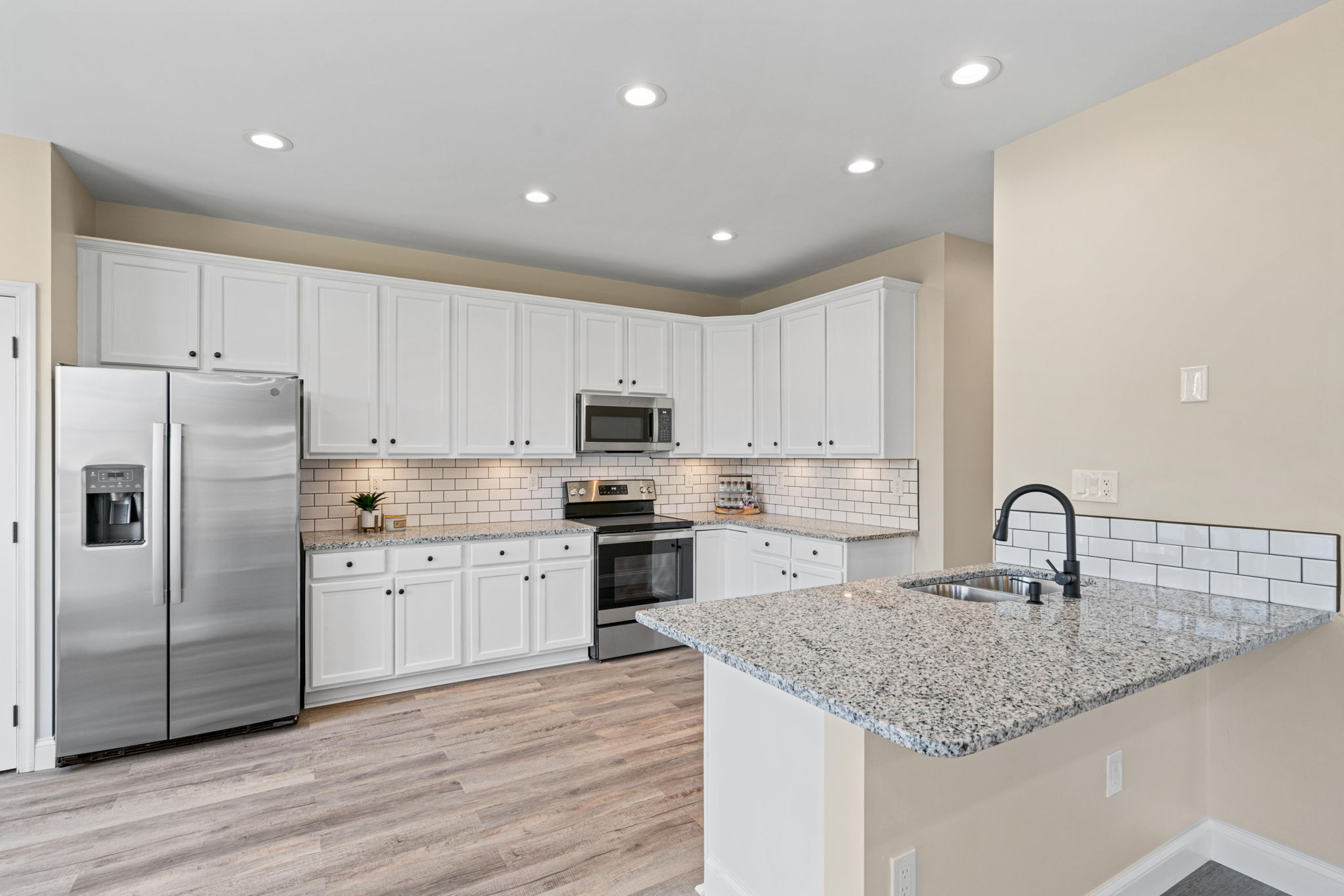Kitchen — Painted Cabinets, Granite, Subway Tile, Under-Cabinet Lighting — JB Design and Renovations Dumfries VA